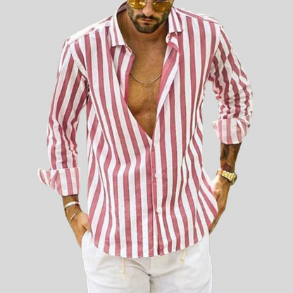 Men's Long Sleeve Shirt – Striped Casual Shirt for Work and Weekend Wear