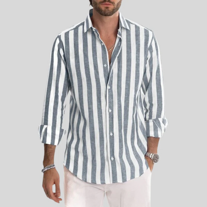 Men's Long Sleeve Shirt – Striped Casual Shirt for Work and Weekend Wear