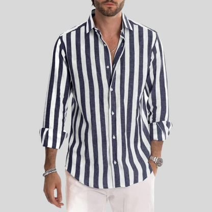 Men's Long Sleeve Shirt – Striped Casual Shirt for Work and Weekend Wear