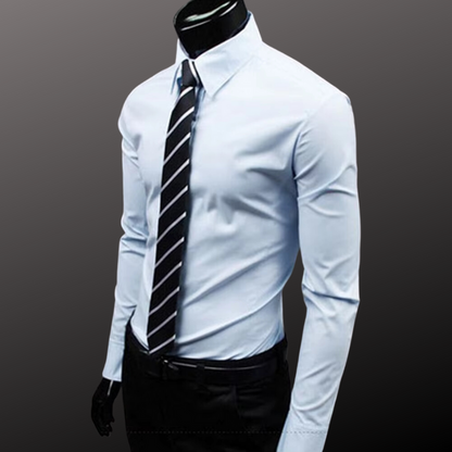 Men's Long Sleeve Business Shirt – Classic Fit Cotton Dress Shirt for Work