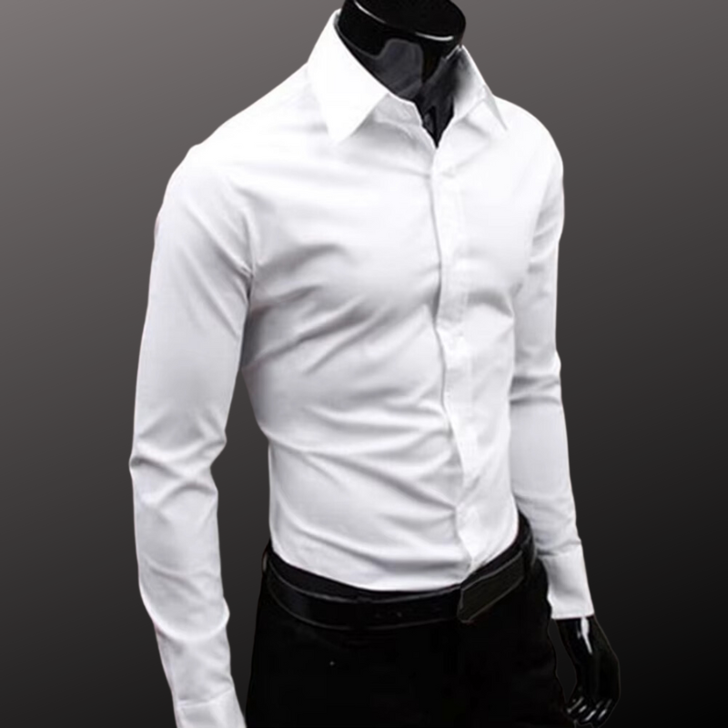 Men's Long Sleeve Business Shirt – Classic Fit Cotton Dress Shirt for Work