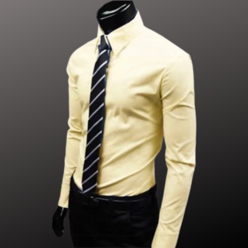 Men's Long Sleeve Business Shirt – Classic Fit Cotton Dress Shirt for Work