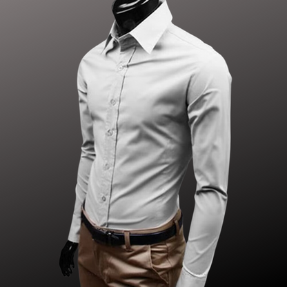 Men's Long Sleeve Business Shirt – Classic Fit Cotton Dress Shirt for Work