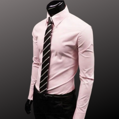 Men's Long Sleeve Business Shirt – Classic Fit Cotton Dress Shirt for Work