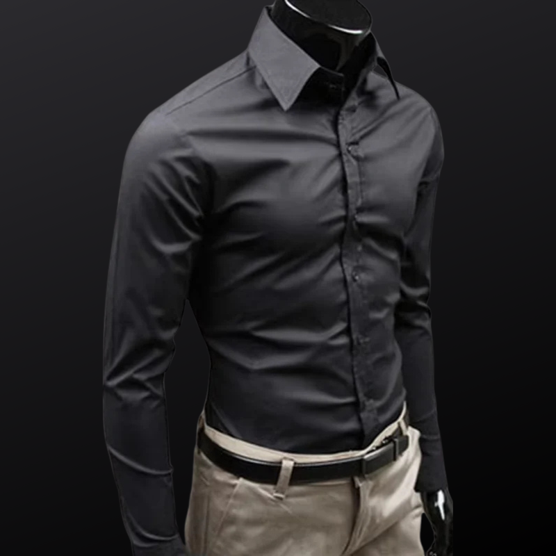 Men's Long Sleeve Business Shirt – Classic Fit Cotton Dress Shirt for Work