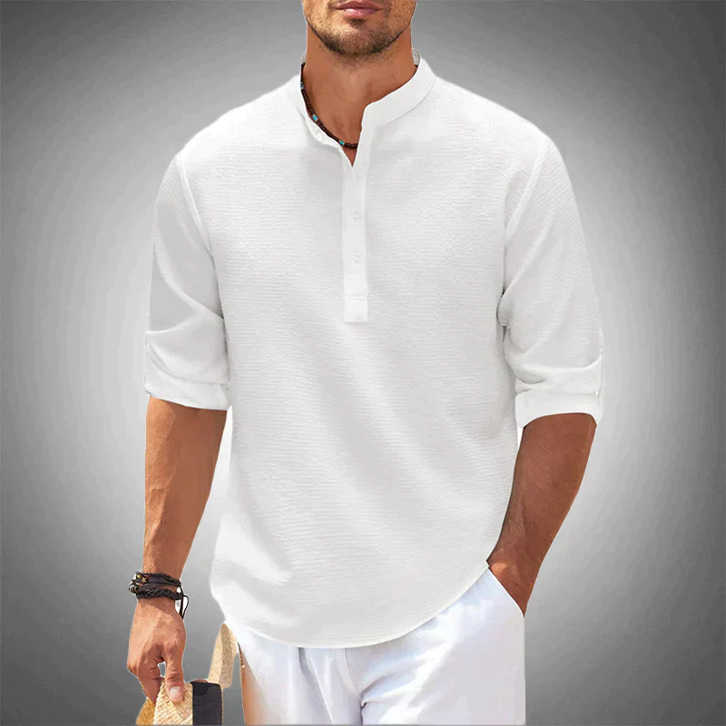 Men's Stand Collar Shirt – Elegant Casual Shirt for Business and Formal Wear