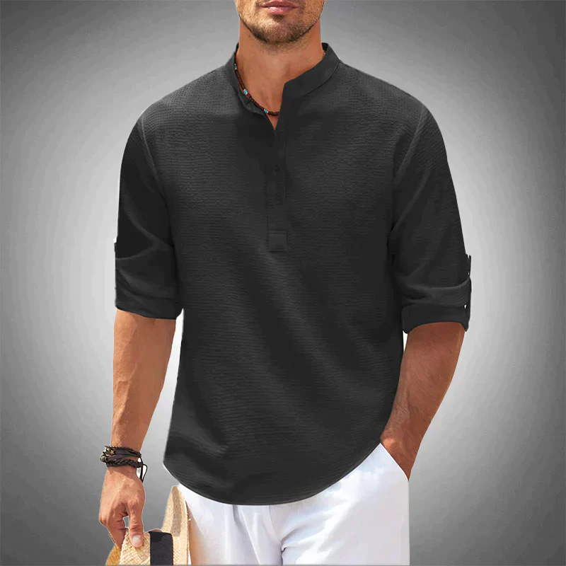 Men's Stand Collar Shirt – Elegant Casual Shirt for Business and Formal Wear