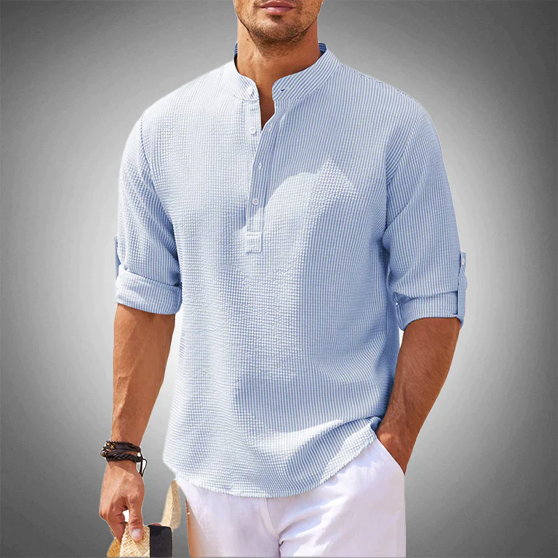 Men's Stand Collar Shirt – Elegant Casual Shirt for Business and Formal Wear