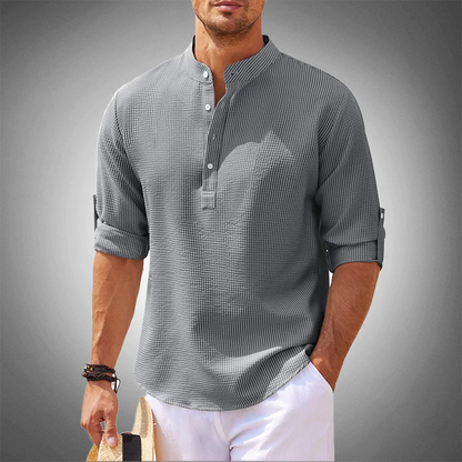 Men's Stand Collar Shirt – Elegant Casual Shirt for Business and Formal Wear