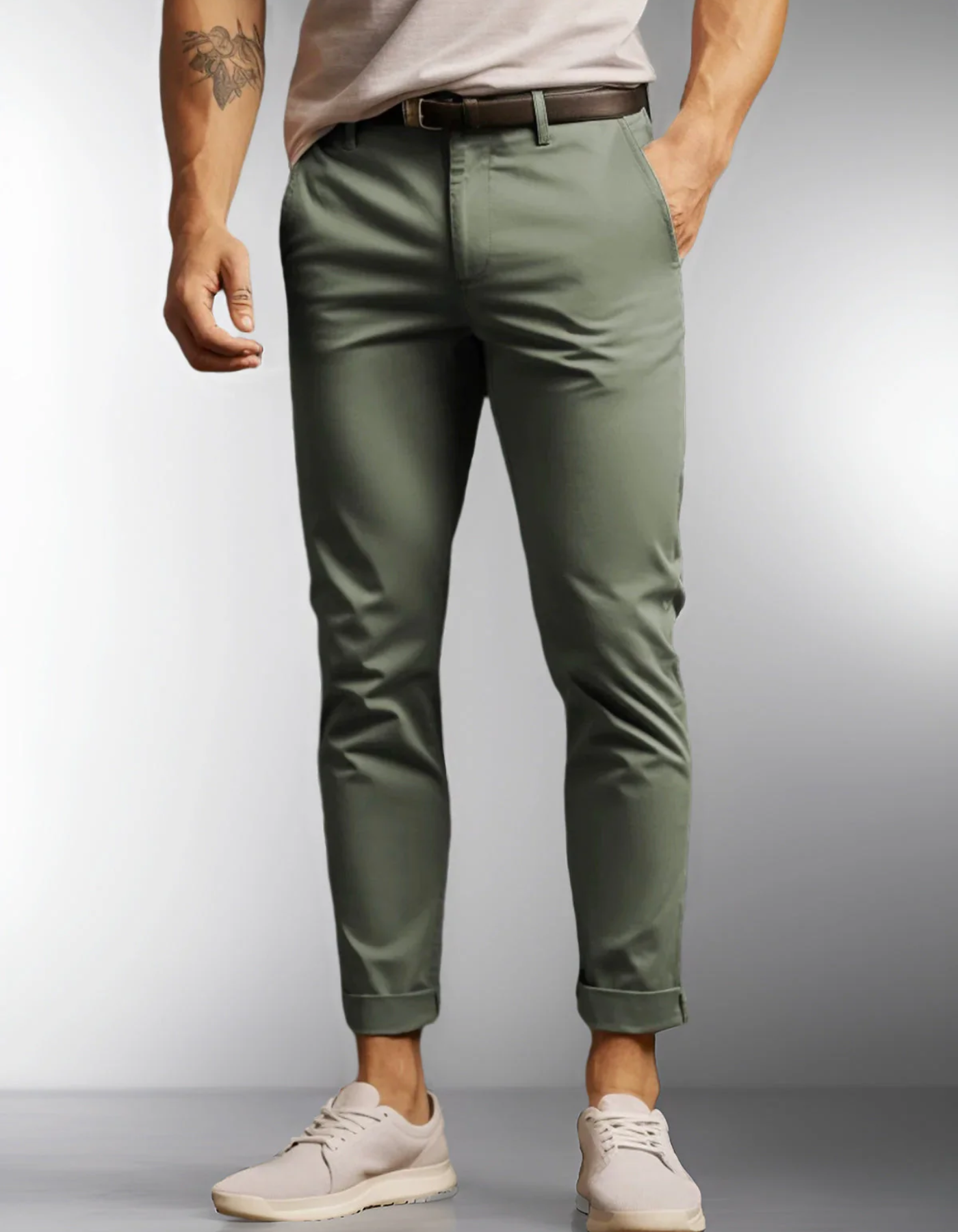 Men's Chino Trousers – Stretch Fabric Casual Pants for Work and Everyday Wear