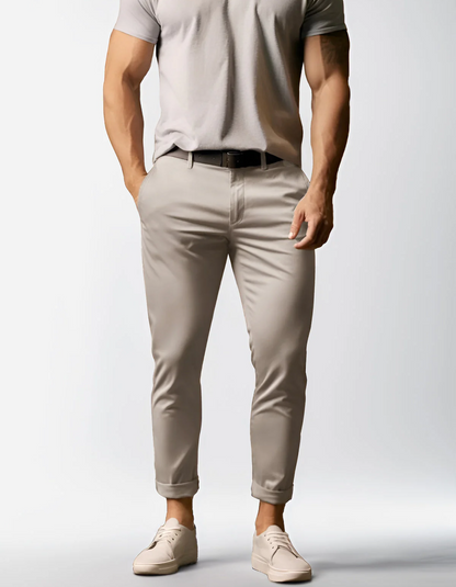 Men's Chino Trousers – Stretch Fabric Casual Pants for Work and Everyday Wear