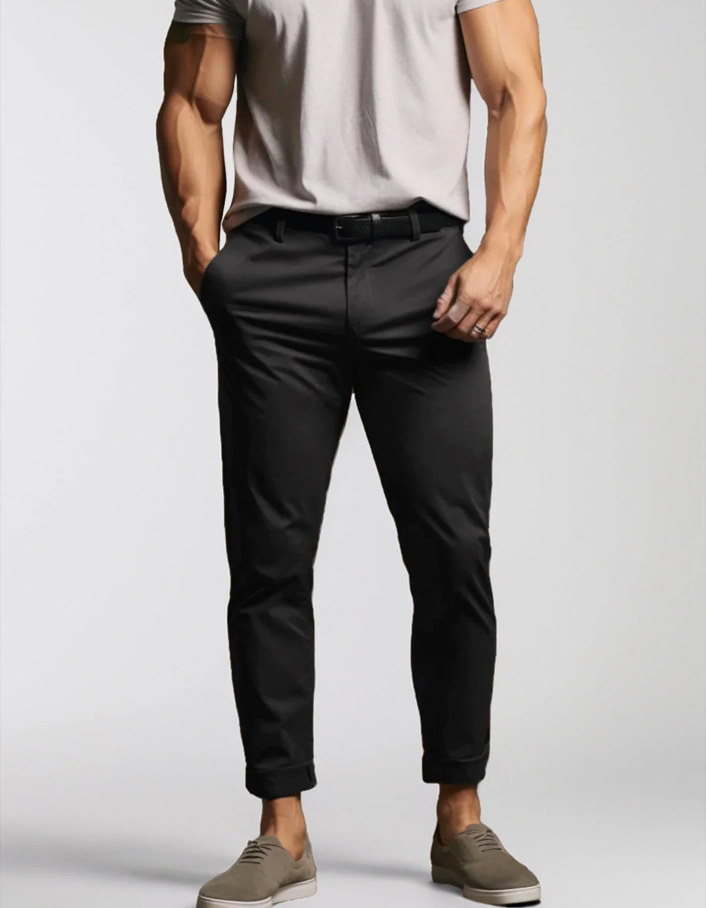 Men's Chino Trousers – Stretch Fabric Casual Pants for Work and Everyday Wear