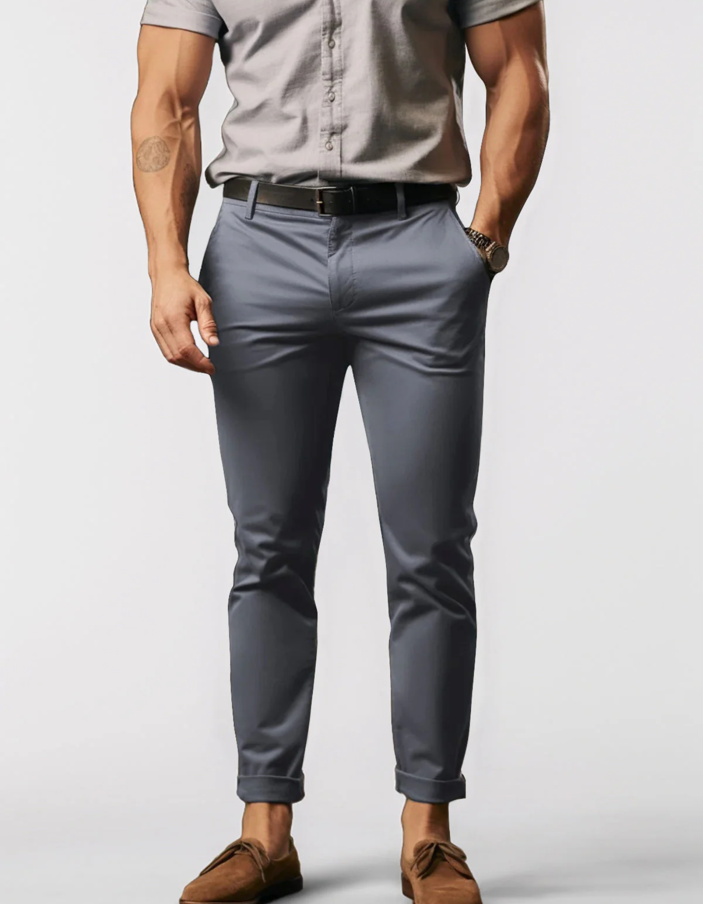 Men's Chino Trousers – Stretch Fabric Casual Pants for Work and Everyday Wear