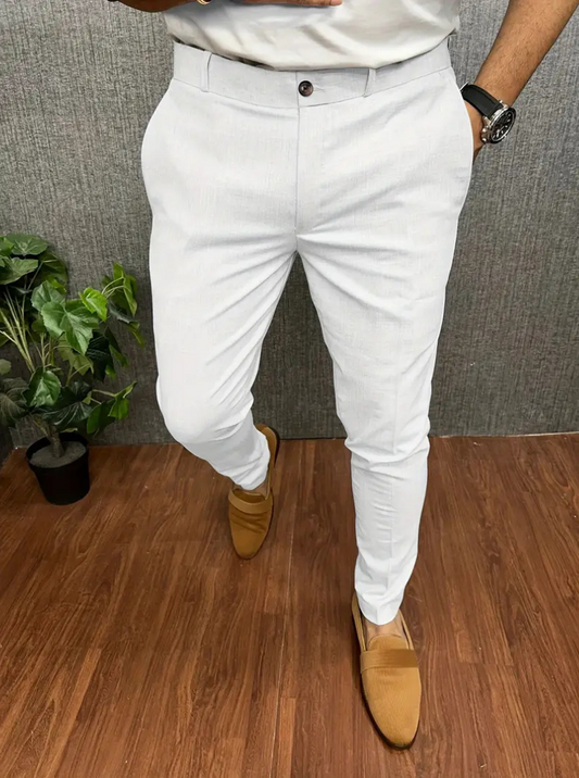 Men's Chino Trousers – Stylish White Fabric Pants for Casual and Formal Wear