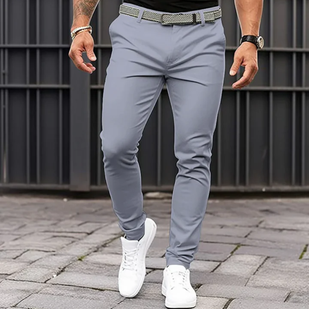 Chino Trousers for Men – Slim Fit White Cotton Pants for Casual Wear