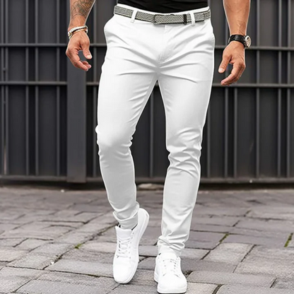 Chino Trousers for Men – Slim Fit White Cotton Pants for Casual Wear