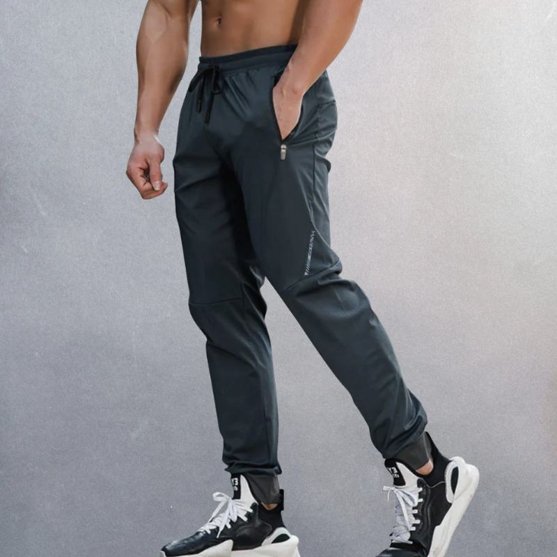 Jogging Trousers for Men – Grey Fitness Pants with Stretch Fabric and Pockets