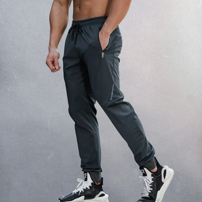 Jogging Trousers for Men – Grey Fitness Pants with Stretch Fabric and Pockets