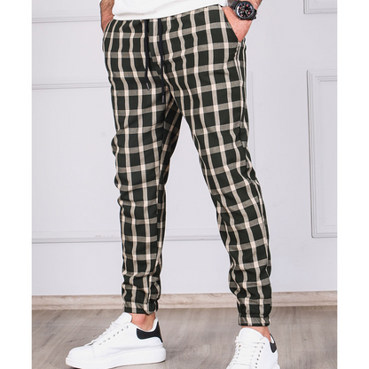 Men's Jogging Trousers – Grey Checked Athletic Pants for Comfort and Style