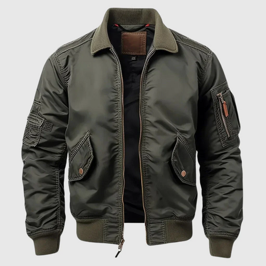 Men's Green Bomber Jacket – Stylish Spring Outerwear for Casual Wear