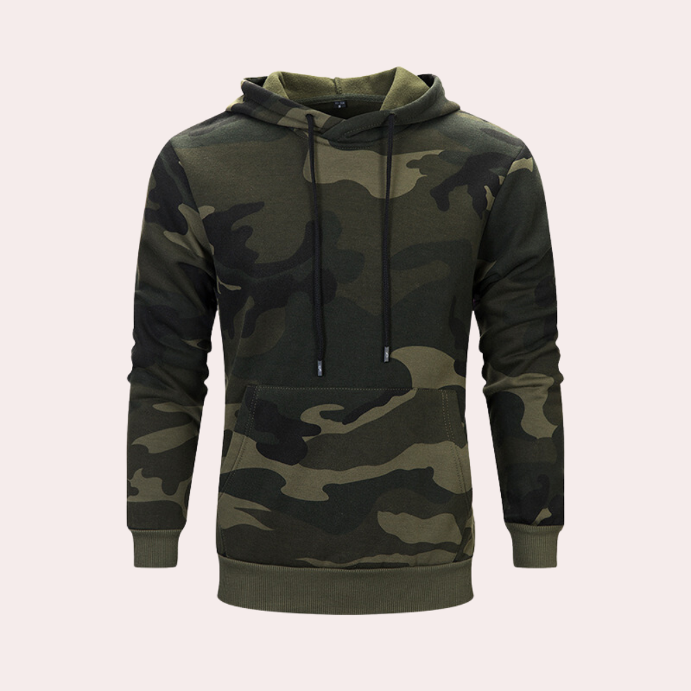 Men's Hoodie Sweatshirt – Green Printed Pullover with Comfortable Fit