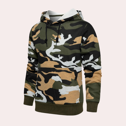 Men's Hoodie Sweatshirt – Green Printed Pullover with Comfortable Fit