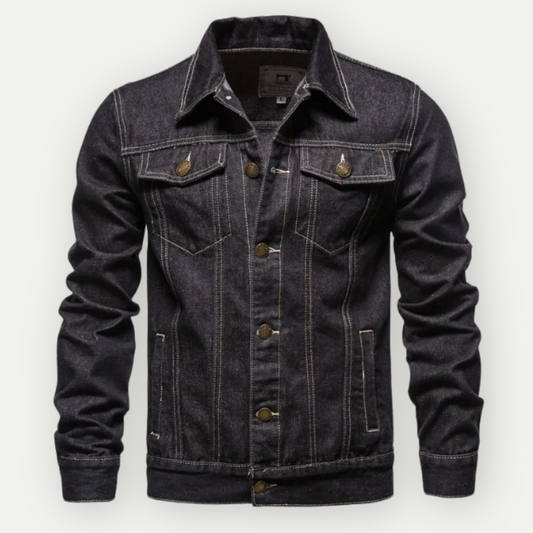 Men's Denim Jacket Black – Vintage Style Slim Fit Jacket for Casual Wear