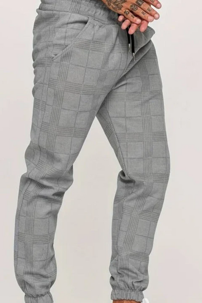 Jogging Trousers for Men – Stylish Checked Sweatpants in White for Casual Wear