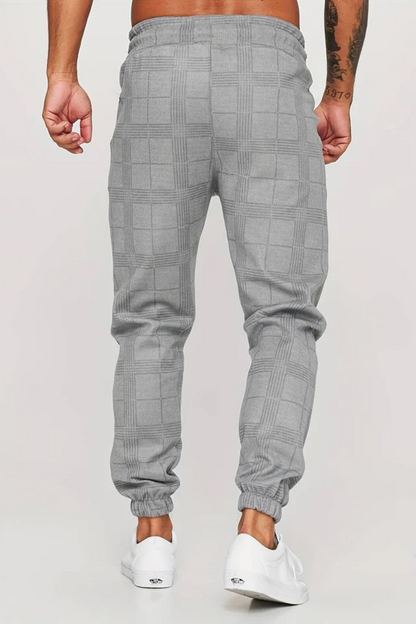 Jogging Trousers for Men – Stylish Checked Sweatpants in White for Casual Wear