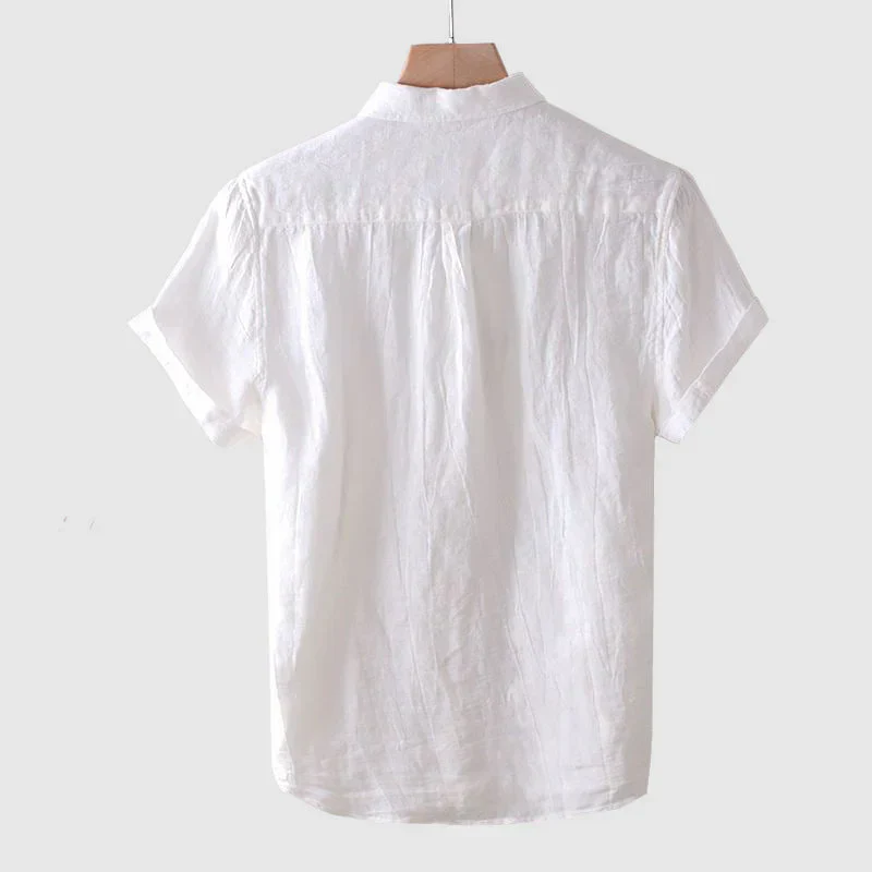 Men's Short Sleeve Shirt – White Casual Shirt for Summer, Lightweight Cotton Top