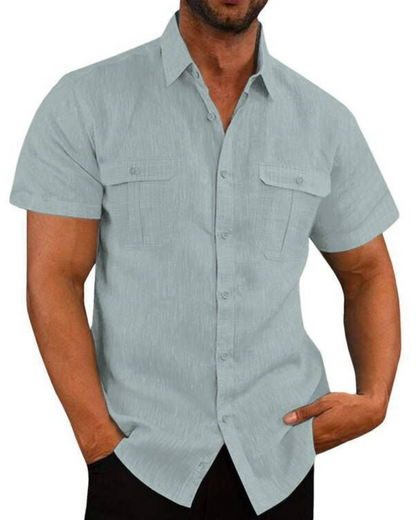 Men's Casual Short Sleeve Shirt – Lightweight Cotton Summer Top for Everyday Wear