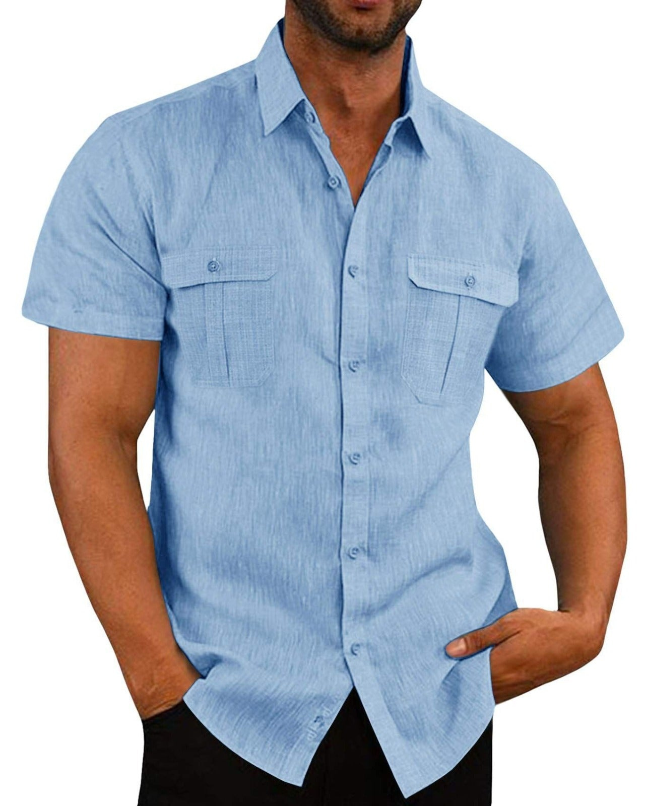 Men's Casual Short Sleeve Shirt – Lightweight Cotton Summer Top for Everyday Wear