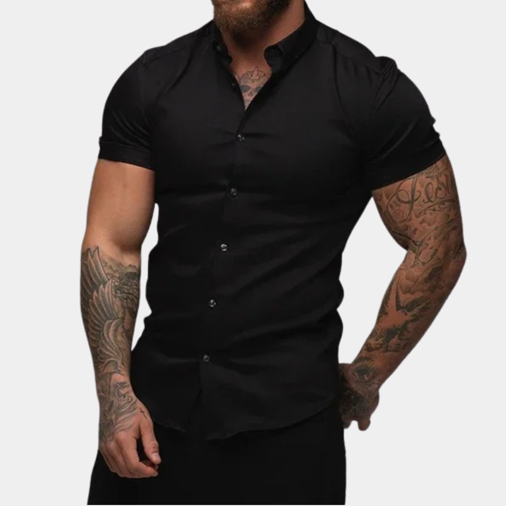 Men's Slim Fit Short Sleeve Shirt – Lightweight Casual Dress Shirt for Summer