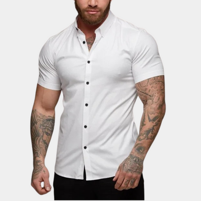 Men's Slim Fit Short Sleeve Shirt – Lightweight Casual Dress Shirt for Summer