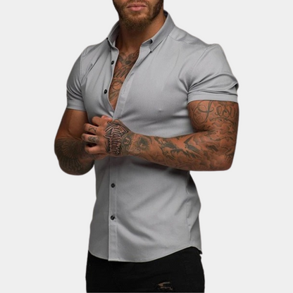 Men's Slim Fit Short Sleeve Shirt – Lightweight Casual Dress Shirt for Summer