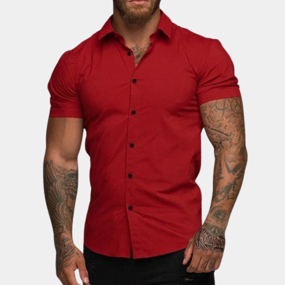 Men's Slim Fit Short Sleeve Shirt – Lightweight Casual Dress Shirt for Summer