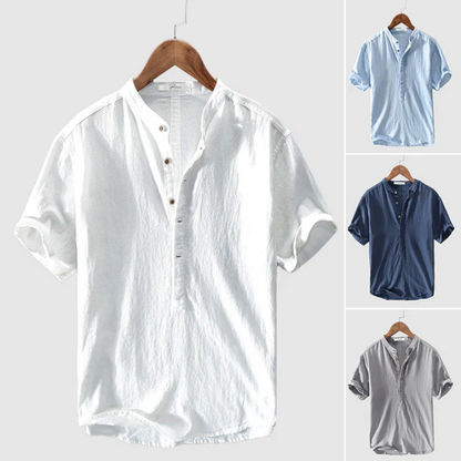 Men's Short Sleeve Shirt – Casual White Cotton Shirt for Summer Wear