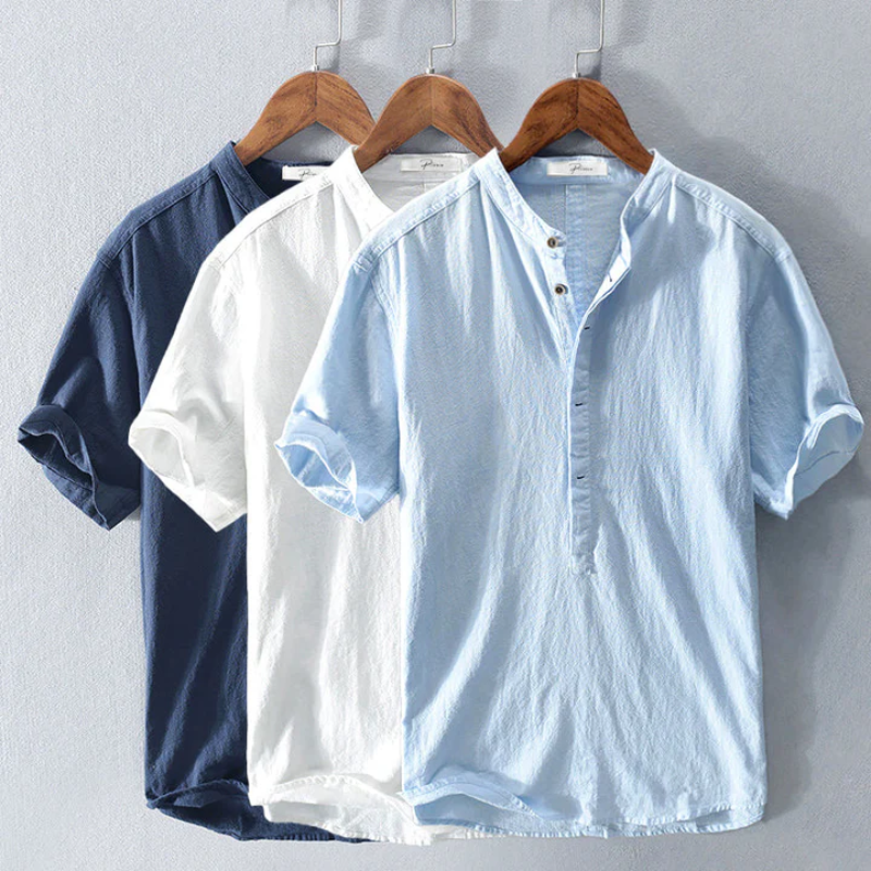 Men's Short Sleeve Shirt – Casual White Cotton Shirt for Summer Wear