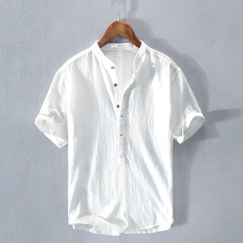 Men's Short Sleeve Shirt – Casual White Cotton Shirt for Summer Wear