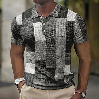 Men's Short Sleeve Polo Shirt – Stylish Print Design, Comfortable Fit, Casual Wear