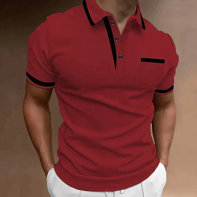 Men's Polo Shirt Red – Short Sleeve Casual Top for Summer Style