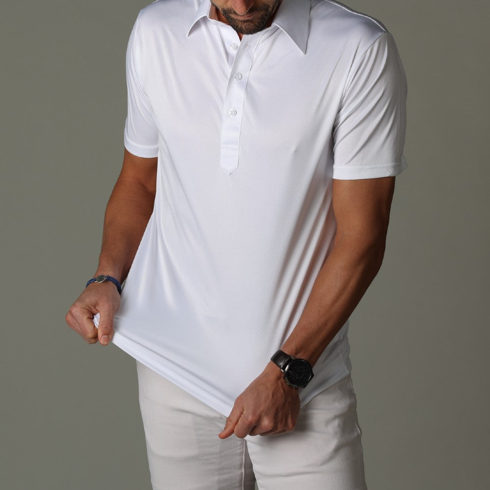 Men's Polo Shirt Short Sleeve – Classic White Cotton Casual Top for Summer