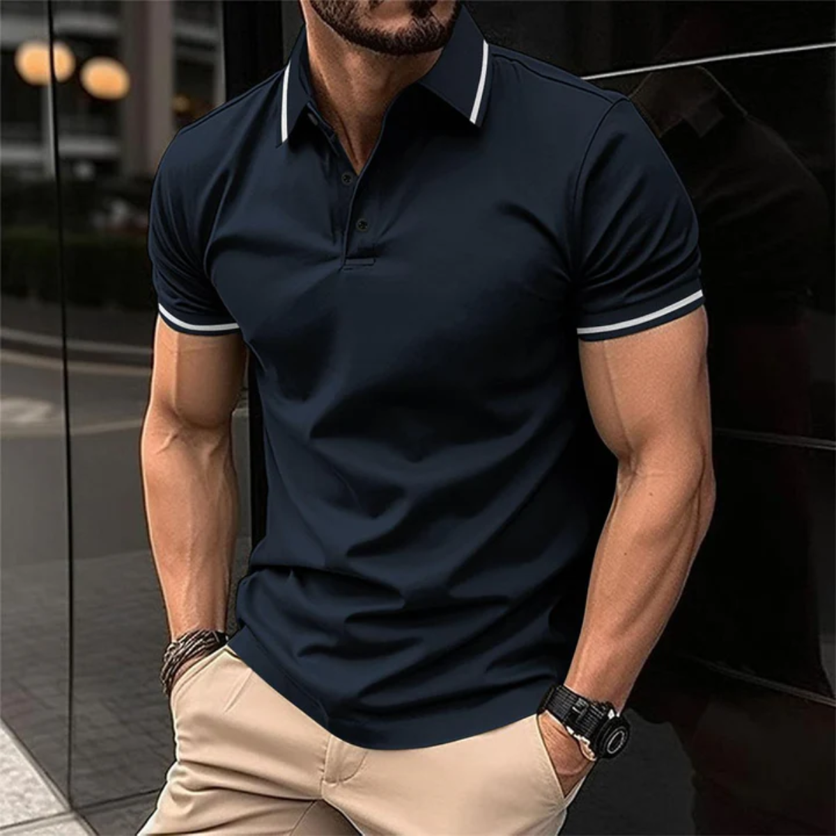 Men's Short Sleeve Polo Shirt White – Classic Fit Casual Wear for Summer