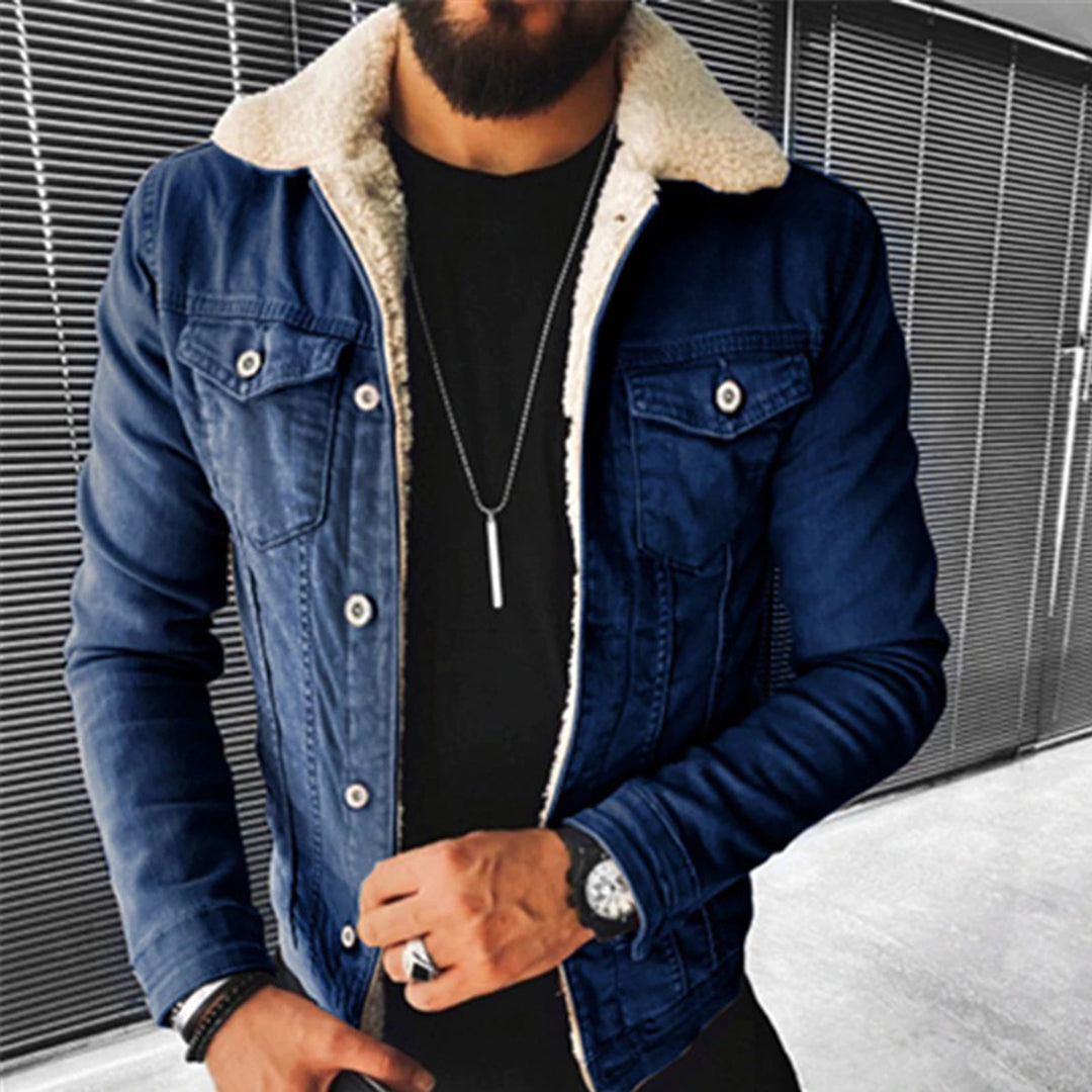 Men's Denim Jacket Black – Lined Casual Jacket for Fall and Winter Wear