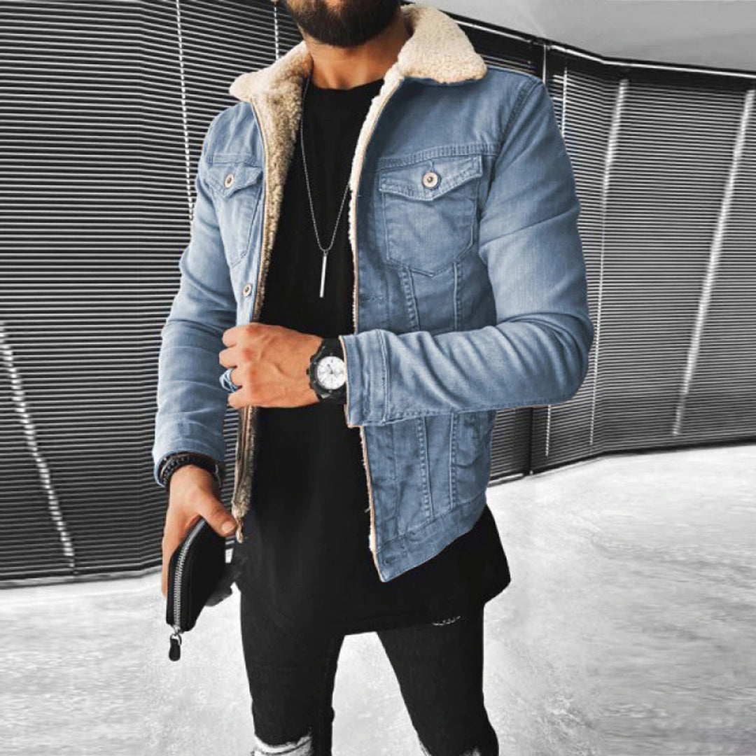 Men's Denim Jacket Black – Lined Casual Jacket for Fall and Winter Wear