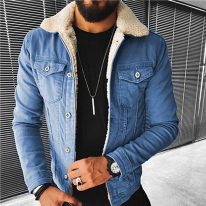 Men's Denim Jacket Black – Lined Casual Jacket for Fall and Winter Wear