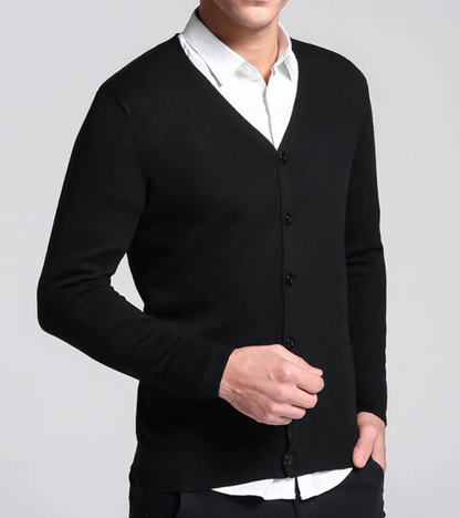 Men's Short Cardigan Black – Stylish Knit Sweater for Casual and Formal Wear