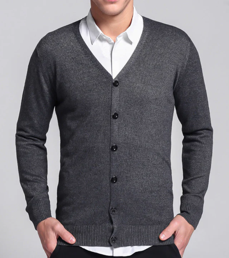 Men's Short Cardigan Black – Stylish Knit Sweater for Casual and Formal Wear