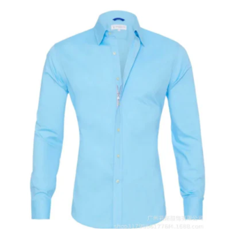 Men's Long Sleeve Shirt – Stylish Stand Collar Dress Shirt for Casual or Formal Wear