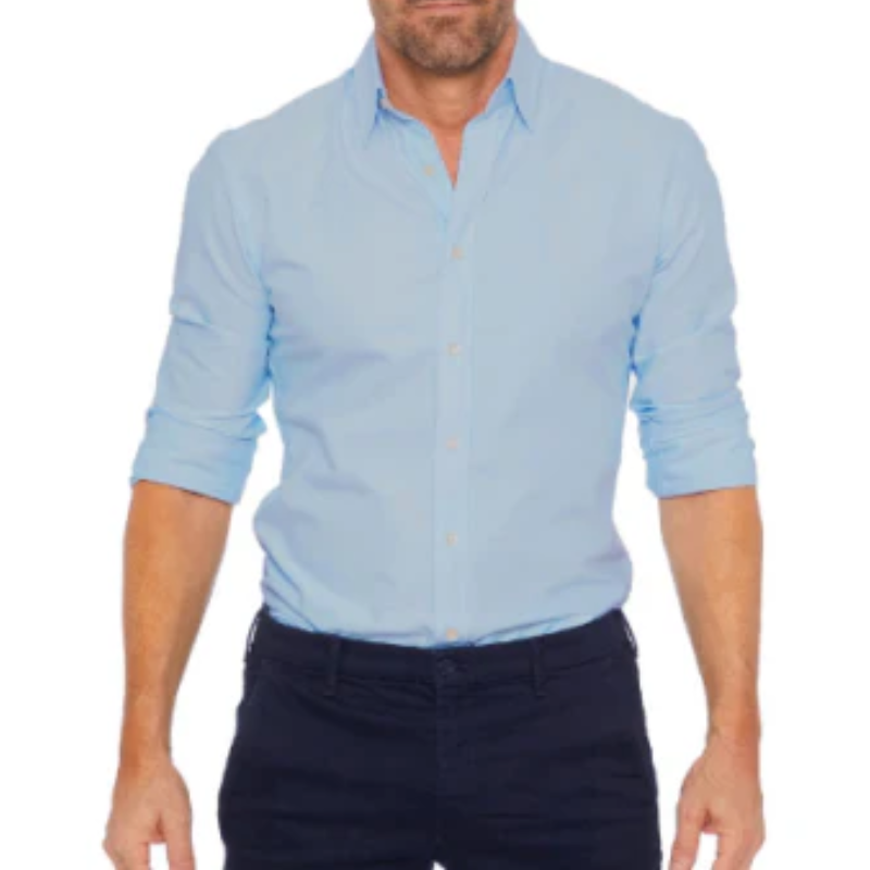 Men's Long Sleeve Shirt – Stylish Stand Collar Dress Shirt for Casual or Formal Wear